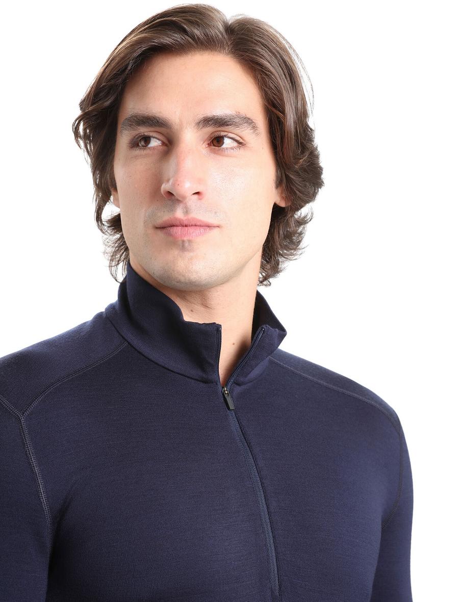 Men's Icebreaker Merino 260 Tech Long Sleeve Half Zip Thermal Top Base Layers Midnight Navy | CA 1562FDNM